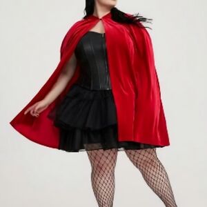 Torrid Velvet Red Cape With Hood